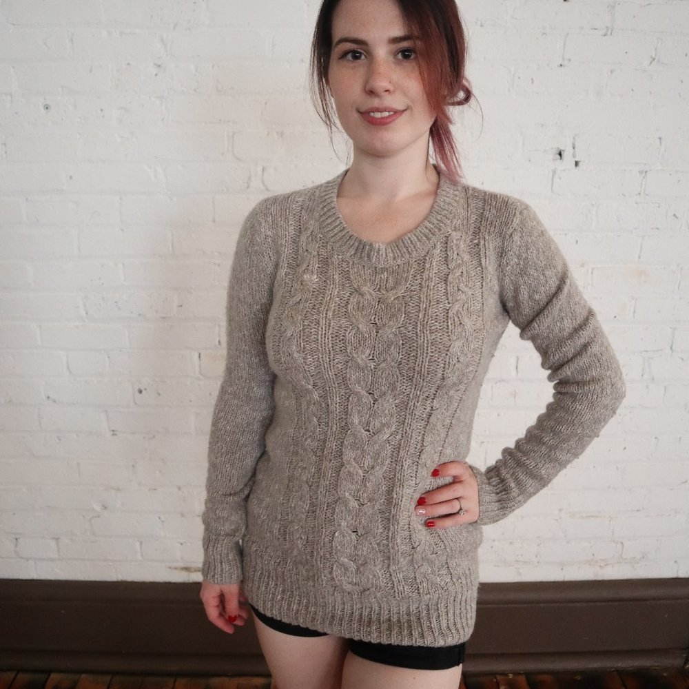 St. John's Bay Gray Cable Knit Crewneck Sweater